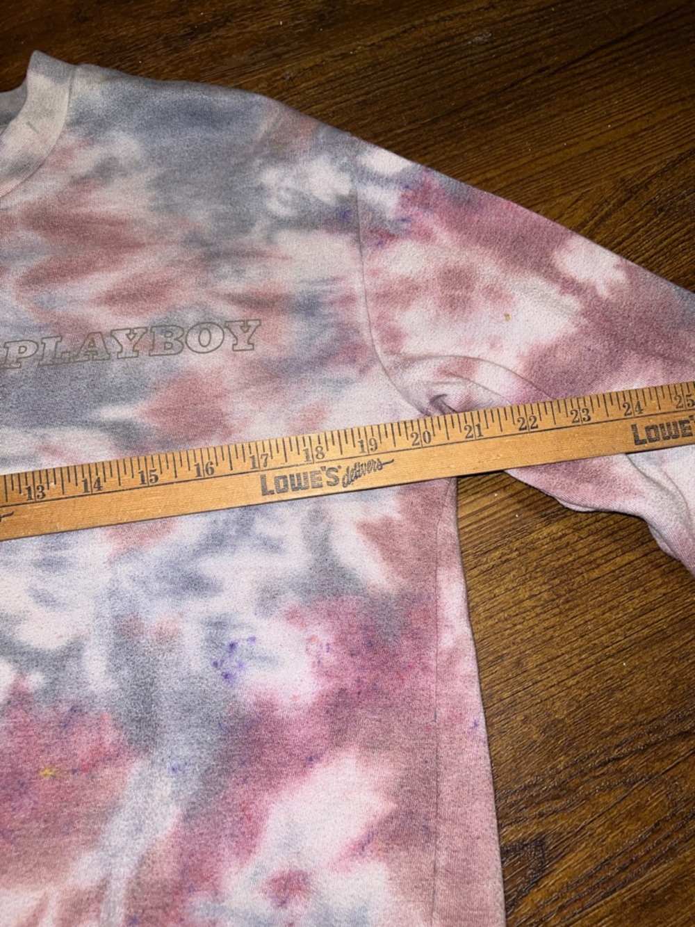 Playboy Gray Pink Tie Dye Crewneck Long Sleeve Cotton Sweatshirt Pullover Size S - Picture 10 of 11